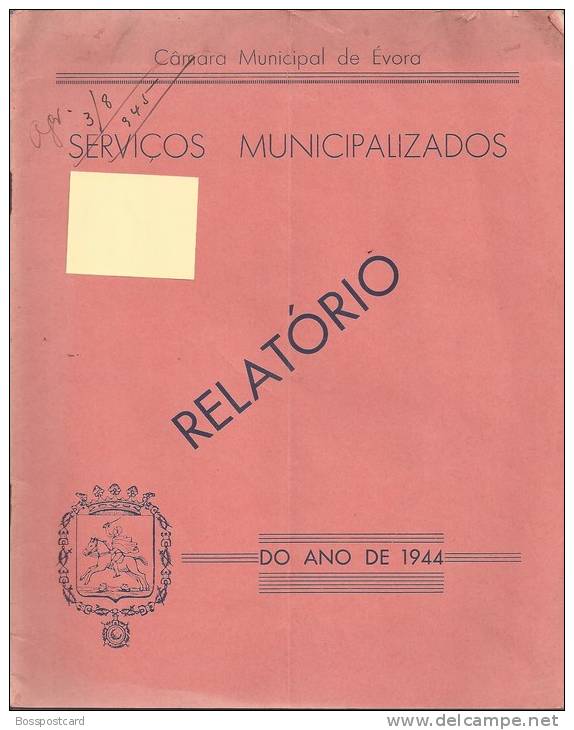 Évora - Relatório Dos Serviços Municipalizados, 1944 - Alte Bücher