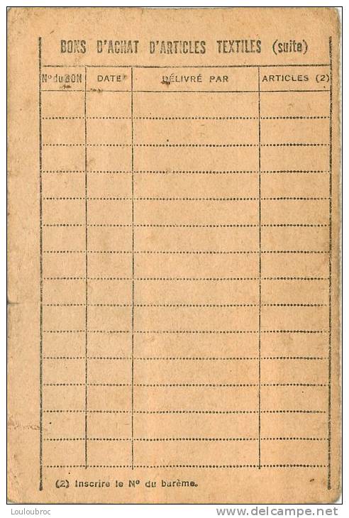 CARTE DE VETEMENTS ET ARTICLES TEXTILES 1945 VALENCIENNES VOIR LES 4 SCANS R1 - Historische Dokumente