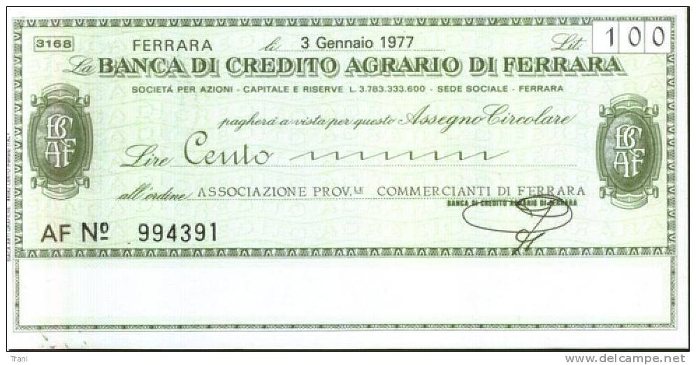 CREDITO AGRARIO DI FERRARA - Lire 100 - [10] Scheck Und Mini-Scheck