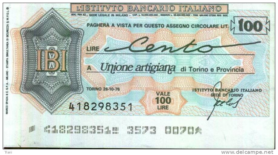 ISTITUTO BANCARIO ITALIANO - TORINO - Lire 100 - [10] Scheck Und Mini-Scheck