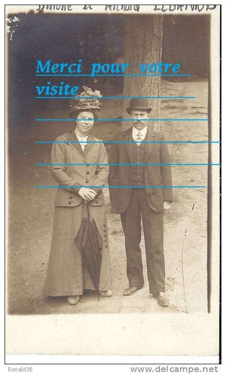 Cp Homme Et Femme Couple : Portrait  De Simone Et Richard LEGRAND (  Mode Robe Chapeaux Costume ) - Genealogie