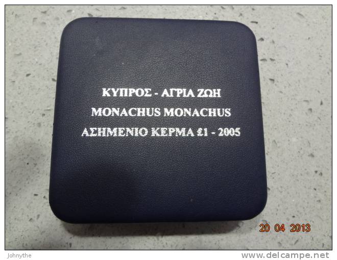 Cyprus 2005 1 Pound  MONACHUS MONACHUS Silver Coin In A Box And Certificate UNC - Chipre