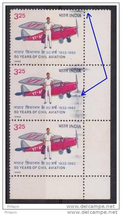 INDE  ERREUR  AVIONS   YVERT N°730 ** MNH   Réf  3523 - Errors, Freaks & Oddities (EFO)