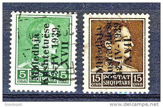 2a Guerra Mondiale, Occupazioni Italiane, Albania 1939 SS 1 N 3  Q. 5 Verde E N. 5 Q 15 Bruno USATI - Albania