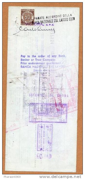 Timbre Fiscal ? Sur Cheque Antwerpen New York Genoa  - 2 Scans - Revenue Stamps