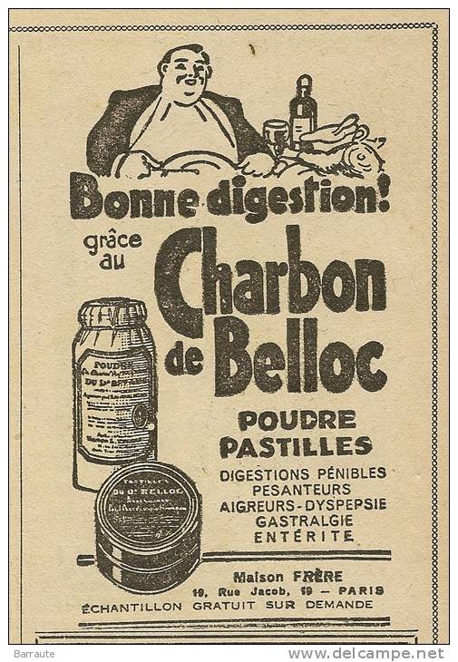 Advertising - Pub de 1936 CHARBON de BELLOC