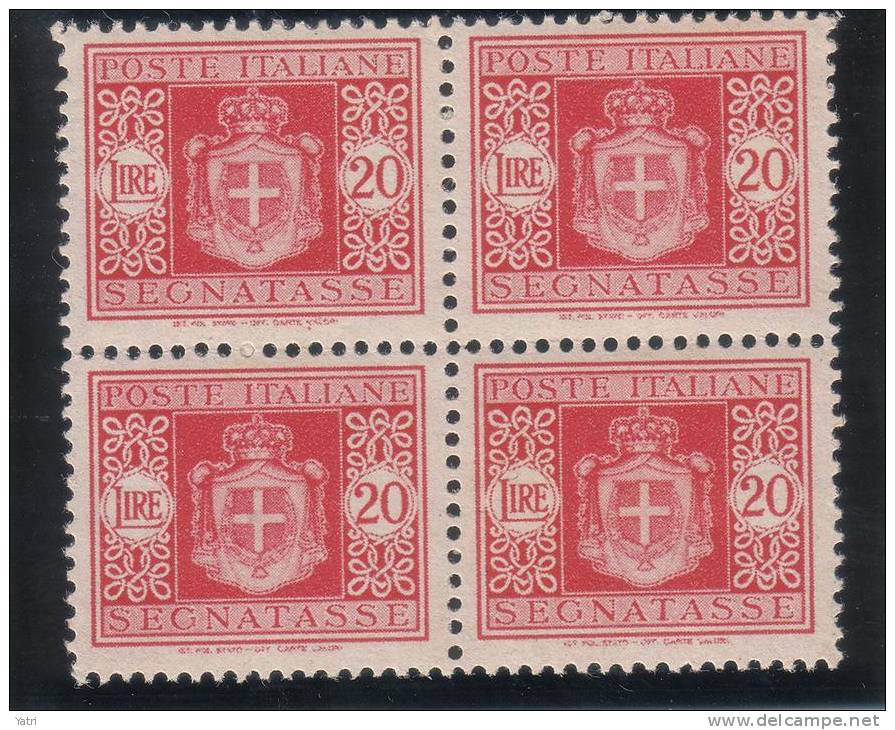 Luogotenenza - Segnatasse Sass. 86-96 in quartine ** MNH - Filigrana ruota