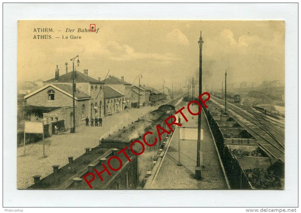 La GARE-ATHUS-ATHEM-TRAIN-Guerre-14-18-1 WK-BELGIQUE-Feldpost- - Aubange