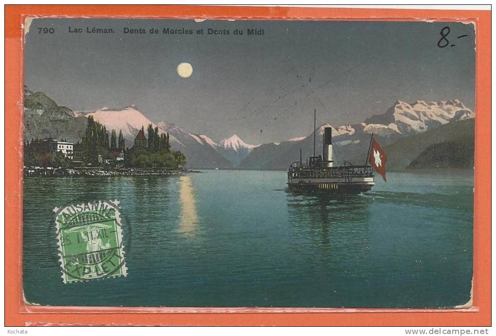 W206, Lac Léman, Dent De Morcles, Les Dents Du Midi, 790, Bateau, Circulée 1911 - Morcles