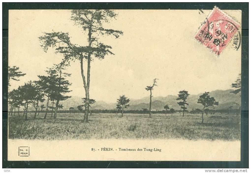 Chine Bureau Français Yvert N°76 Affranchissant 1 Cpa  ( Péking Tombeaux Des Tung-ling En 1912 Pr Paris - Am7203 - Briefe U. Dokumente