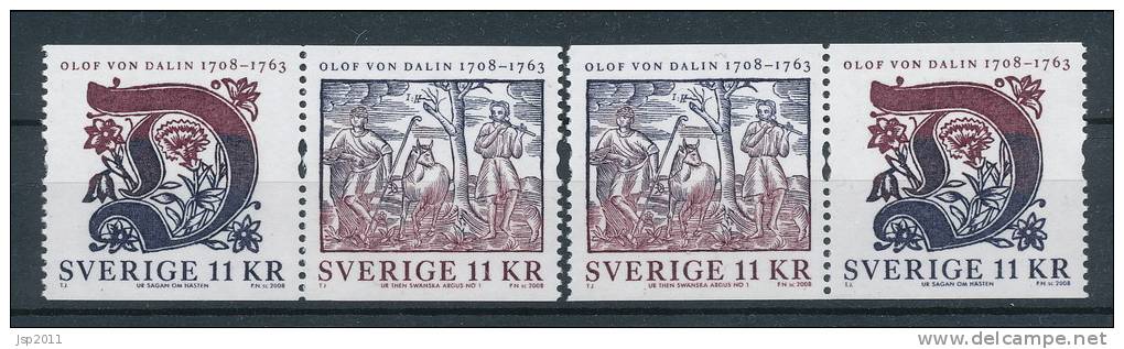 Sweden 2008 Facit #  2644-2645. Olof Von Dalin,  MNH (**) - Unused Stamps