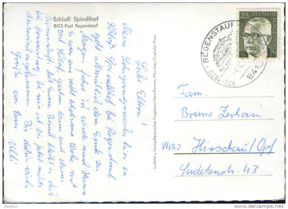 Germany-Postcard(photo) 1971-Schloss Spindlhof Post Regenstauf-2/scans - Regensburg