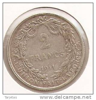 MONEDA DE PLATA DE BELGICA DE 2 FRANCOS DEL AÑO 1911  (COIN) SILVER-ARGENT - 2 Frank