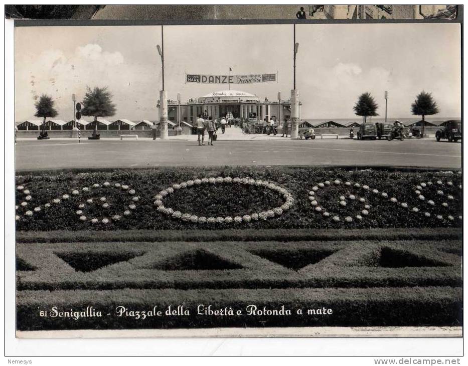 1957 SENIGALLIA PIAZZALE DELLA LIBERTA' E ROTONDA A MARE FG V SEE 2 SCANS ANIMATA - Senigallia