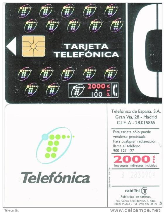 Télécarte  Téléfonica 2000+100PTA Telefonica 05/95   Vide TTB état Proche Du  LUXE**** - Sammlungen