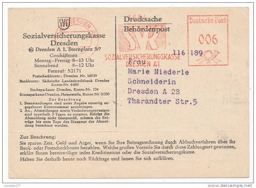 GERMANY DDR METER CANCELLATION FREISTEMPEL (1950) - Franking Machines (EMA)