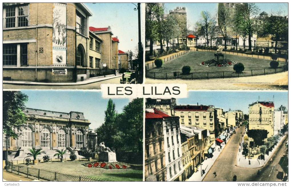 Les Lilas  Les Ecoles-Le Square-Salle Des Fêtes-Le Métro  Cpsm Format  Cpa Coin Bas Droit Plié Voir Scan - Les Lilas