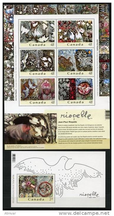 1114. CANADA (2003) - Jean-Paul Riopelle 1923-2002 - Mint Sheets / Feuillets Neufs - Feuilles Complètes Et Multiples