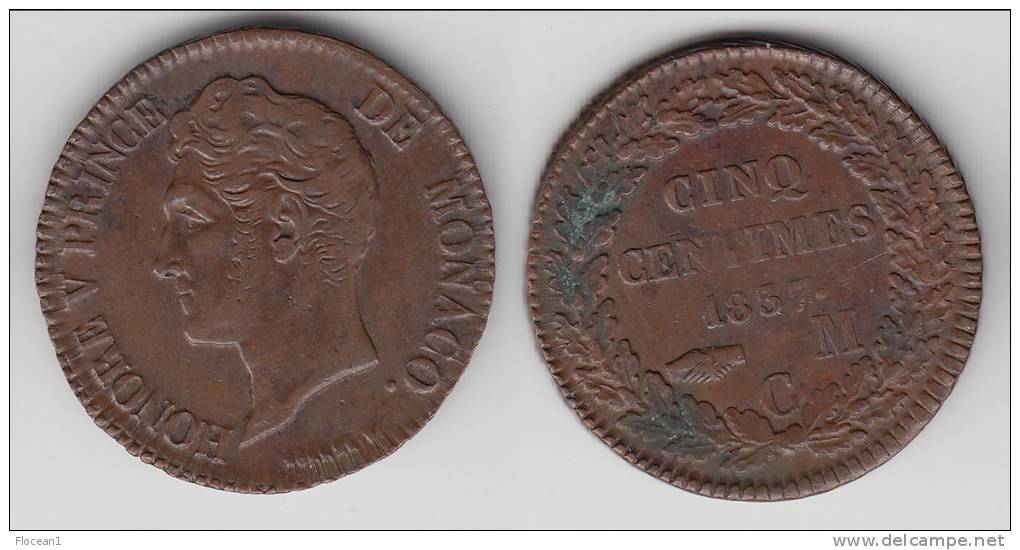 MONACO **** 5 CENTIMES 1837 MC HONORE V **** EN ACHAT IMMEDIAT !!! - 1819-1922 Honoré V, Charles III, Albert I