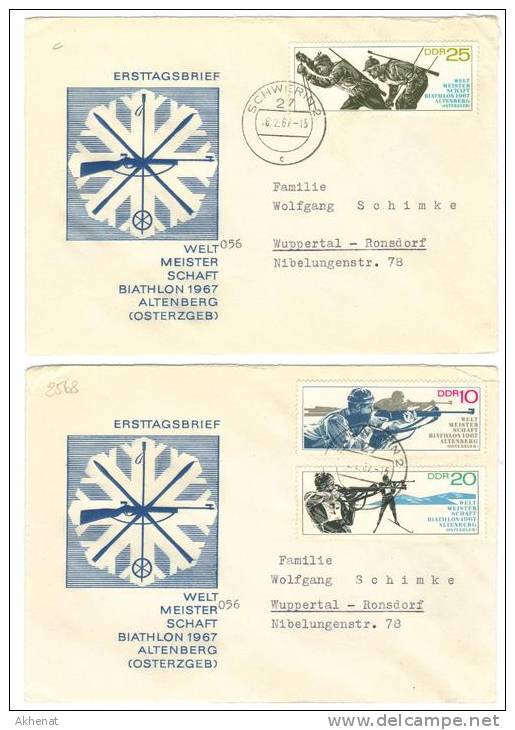 VER2568 - DDR GERMANIA , Mondiali Di Biathlon Del 1967 Su FDC - Brieven En Documenten