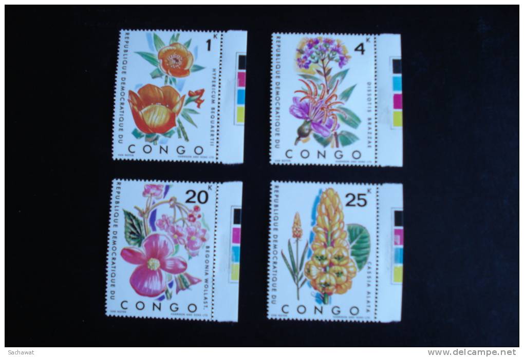 République Démocratique Du Congo  - Année 1971 - Fleurs - COB 778/781 - Neufs (**) Mint Never Hinged (MNH) - Nuevas/fijasellos