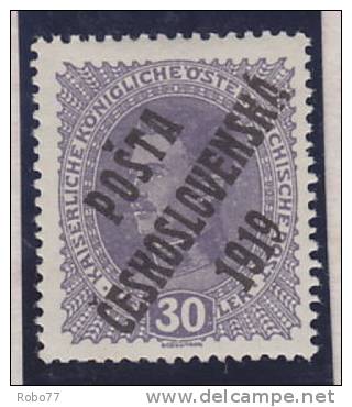1919 Czechoslovakia Mint Hinged Stamp *.  Overprint Posta Ceskoslovenska 1919.  (A01128) - Ungebraucht
