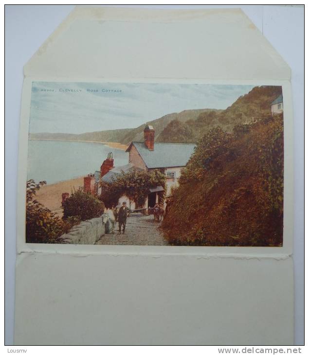 Clovelly - Letter Card - 5 Views - Rose Cottage , High Street (2 Differents) , Gallantry Rocks , From The Hobby Drive - Clovelly