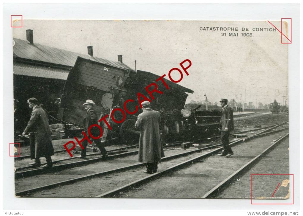 KONTICH-CONTICH-Catastrophe Ferroviaire-Chemin De Fer-Wagon-Train-1908-Reclame CINEMA-BELGIEN-BELGIQUE- - Kontich