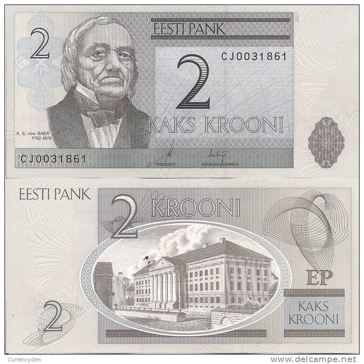 Estonia P-NEW, 2 Kroon, Rartu University. 2007 - Estonie