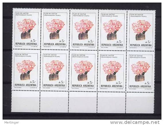 Argentinien Argentina Mi# 1855 MNH Block Of 10 Cactus 1987 - Unused Stamps