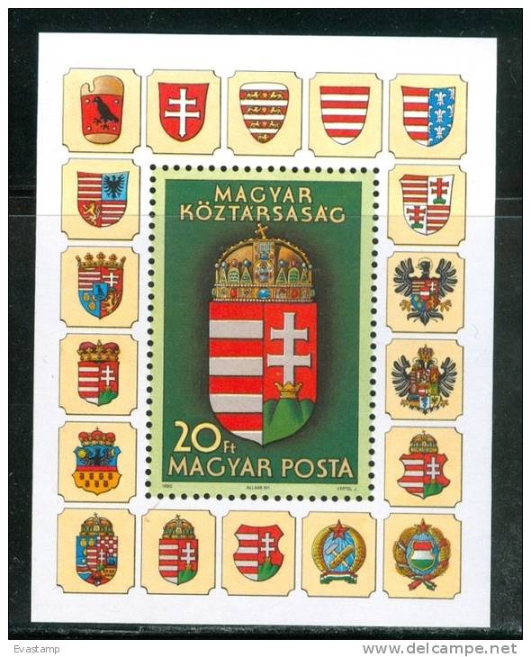 HUNGARY-1990.Souvenir Sheet - Coat Of Arms Of Hungary MNH! - Neufs