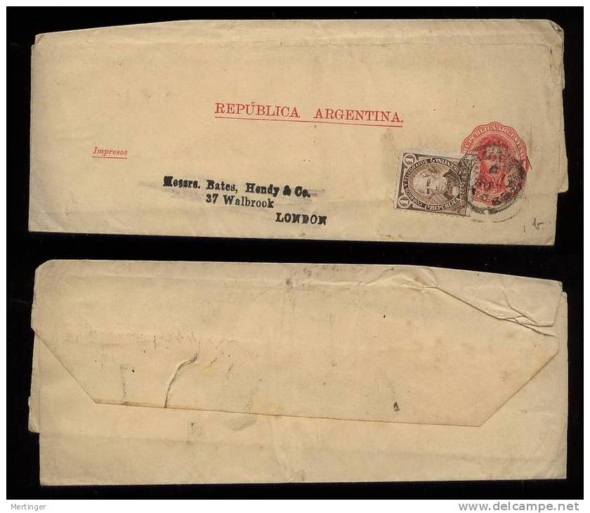 Argentina 1890 Uprated Wrapper To LONDON England - Briefe U. Dokumente