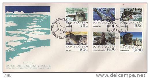 Faune Marine Terre De Ross Antarctique (Phoques,leopards,Elephan Ts,Lions De Mer) FDC 1168/73. - Andere & Zonder Classificatie