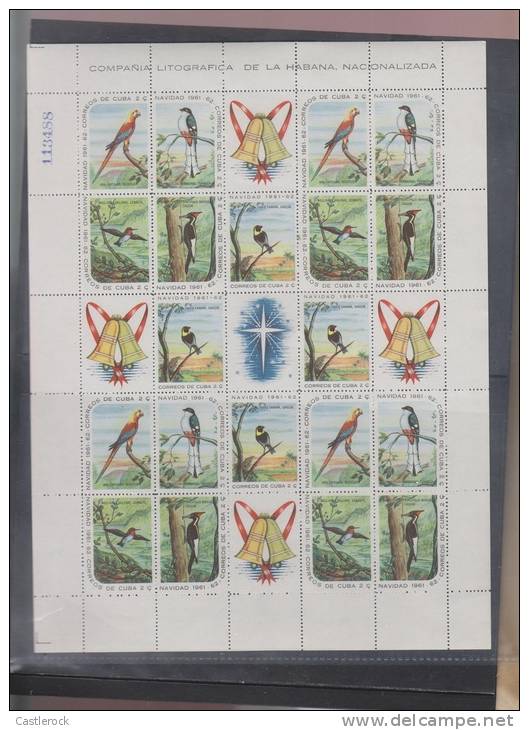 G)1961CUBACHRISTMAS 1961-62-BIRDS, MINISHEET, MNH, PERFECT CONDITION - Nuevos