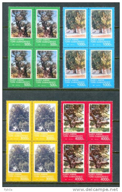 1993 NORTH CYPRUS MONUMENTAL TREES BLOCK OF 4 MNH ** - Neufs