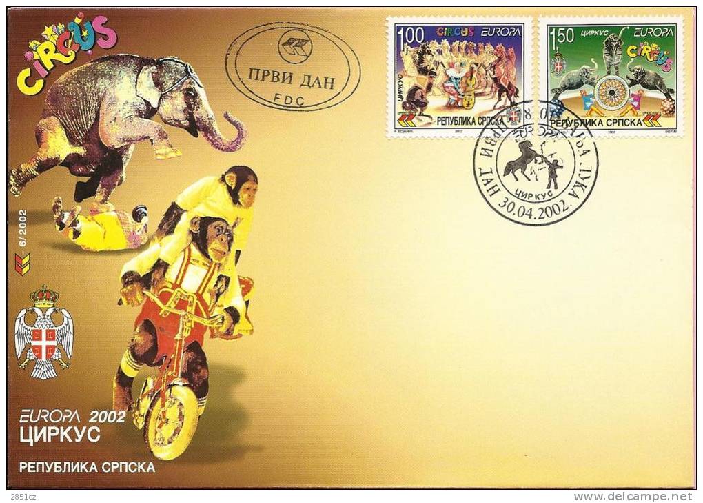 EUROPA 2002 - CIRCUS, Banja Luka, 30.4.2002., Serbian Republic, FDC - Cirque