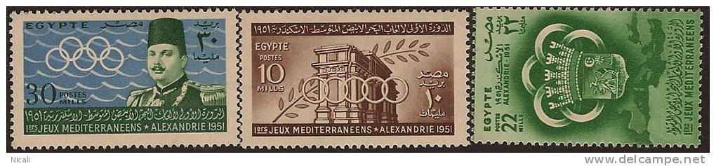 EGYPT 1951 Mediterranean Games SG369/71 UNHM TV162 - Nuevos