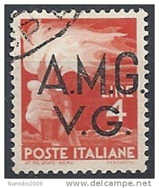 1945-47 TRIESTE AMG VG USATO DEMOCRATICA 4 LIRE - RR11495 - Oblitérés