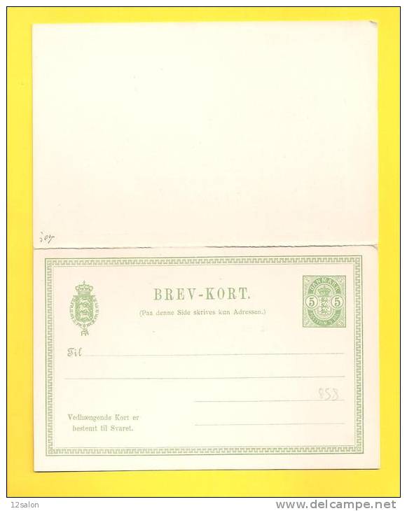 ENTIERS POSTAUX DANEMARK Avec Carte Réponse - Entiers Postaux