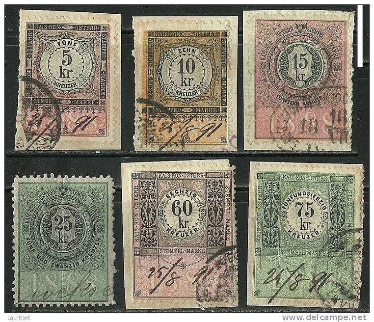 AUSTRIA Österreich 1893 Steuermarken Stempelmarken Revenue Tax Stamps O - Fiscale Zegels