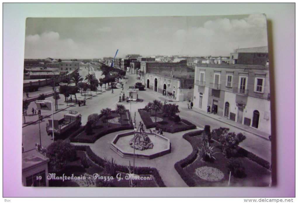 MANFREDONIA  PIAZZA MARCONI   BENZINA OIL ESSO AGIP      -   FOGGIA   PUGLIA   VIAGGIATA  COME DA FOTO - Manfredonia