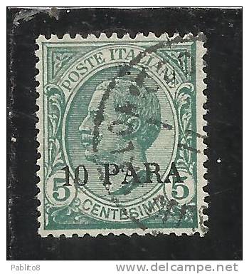 ITALY ITALIA LEVANTE COSTANTINOPOLI 1908 10 PARA SU 5 CENT. USED USATO OBLITERE' - Europese En Aziatische Kantoren