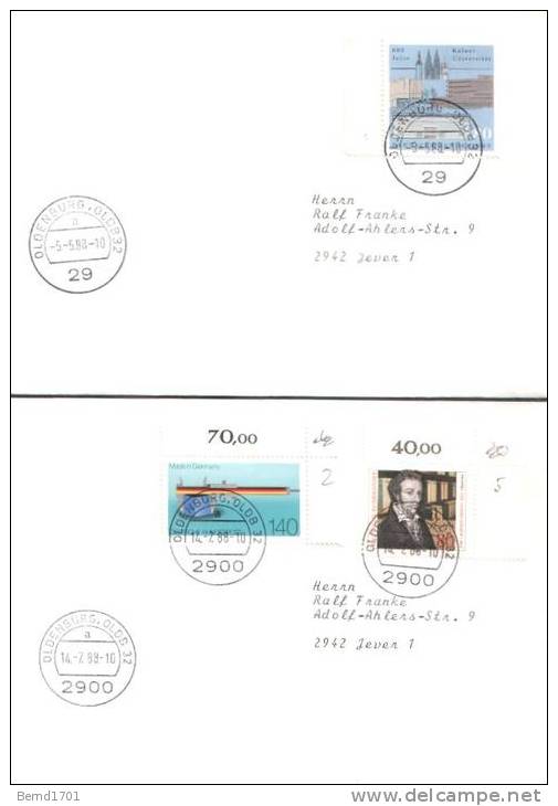 Germany - 1988 # 10 Versch. FDC / 10 Different FDC (b376)- - 1981-1990