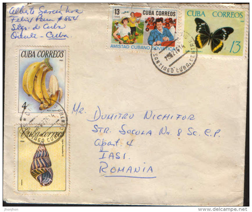 Cuba-Letter Circulated To Romania In 1976-rich Franking - Briefe U. Dokumente