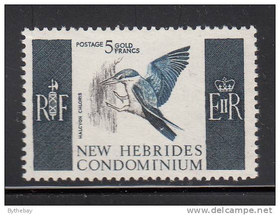 New Hebrides, British MNH Scott #107 5fr White-collared Kingfisher - Nuevos