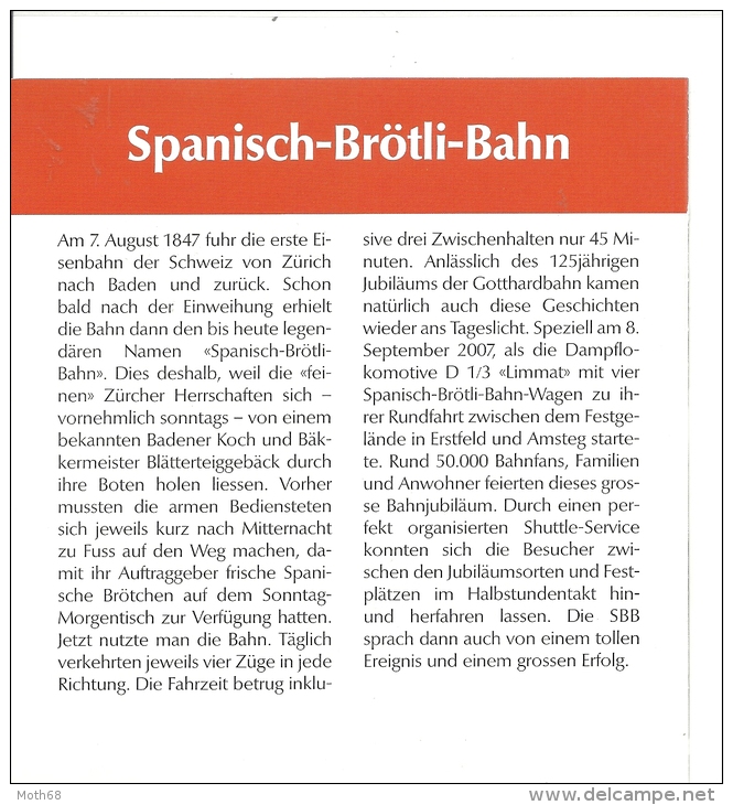 2007 Spanische Brötli-Bahn Gedenkfolder - Cartas & Documentos