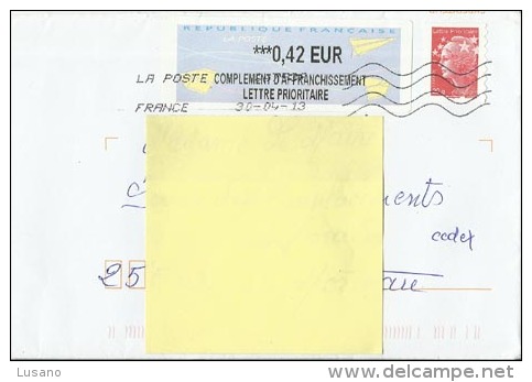 Vignette Avec Mention "COMPLEMENT D'AFFRANCHISSEMENT LETTRE PRIORITAIRE" - 2000 « Avions En Papier »