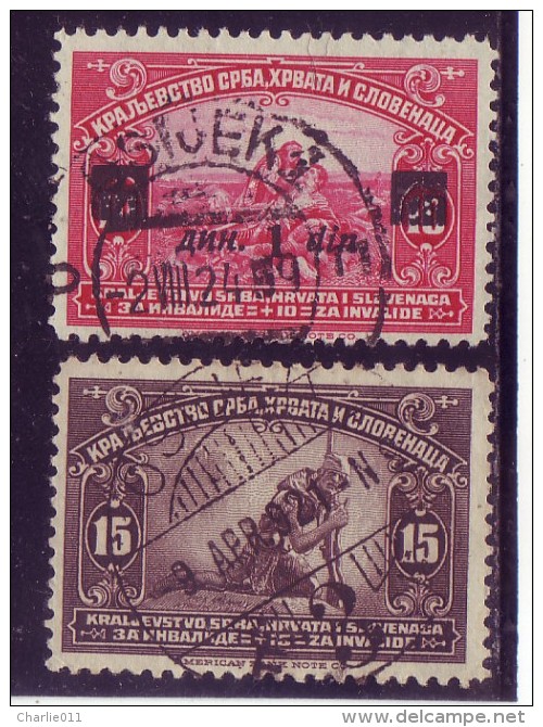 GIRL FROM KOSOVO-SERBIAN SOLDIER-OVERPRINT-1 DIN-15 DIN-FOR INVALIDS-POSTMARK-OSIJEK- SHS-CROATIA-YUGOSLAVIA-1921-1922 - Gebruikt