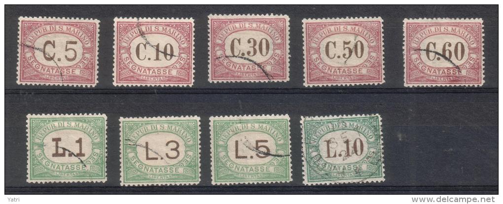 San Marino - 1924 - Segnatasse Sass. 10-18 (Usati) - Centratura Buona - Portomarken