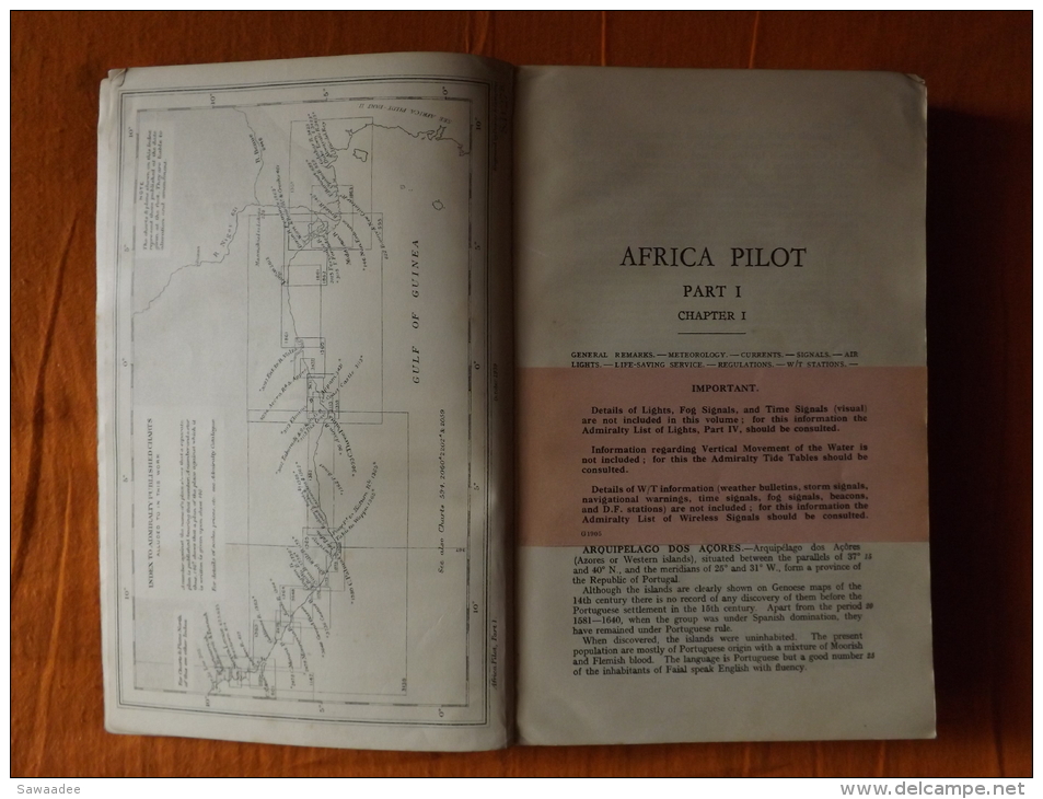 LIVRE - MARINE - NAVIGATION - AFRICA PILOT, PART I - 10° EDITION - 1939 - CARTE - VUES - PHARES - Africa